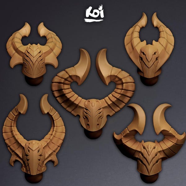 Allseers - 5 Miniature Heads | 42mm | Wargaming | kit bashing | Bits | Fantasy | Chaos | Knight | Space | Thousand | Demon | Helmets |