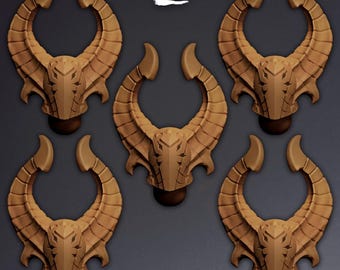 Allseers - 5 Cabezas Miniatura Tipo 5 / 42 mm / Wargaming / Kit bashing / Bits / Fantasía / Caos / Caballero / Espacio / Mil / Demonio / Cascos /