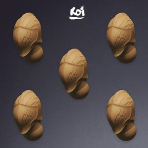 Heralds of the Storm - 5 Miniatures heads T.3 | 42mm | 32mm | Tabletop | Wargaming | Space | Conversion | kit bashing | Knights | Helmets
