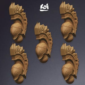 Heralds of the Storm - 5 Miniatures heads T.2 | 42mm | 32mm | Tabletop | Wargaming | Space | Conversion | kit bashing | Knights | Helmets