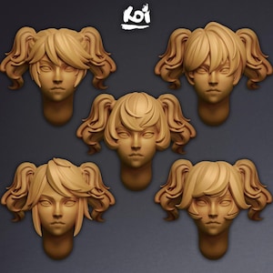 Apprentices - Miniature Heads | 42mm | Wargaming | kit bashing | Bits | Fantasy | Space | Sisters | 32mm | Stylized | Anime | Girl | Adept
