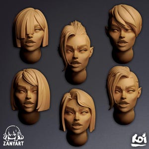 Red Veils - Miniature Heads | 42mm | Wargaming | kit bashing | Bits | Fantasy | Space | Sisters | 32mm | Vampire | Blood | Girls | Knights