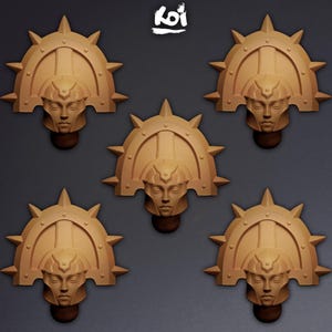 Iron Maidens - Miniature Heads Type 5 | 42mm | Wargaming | kit bashing | Bits | Fantasy | Sisters | Space | Storm | Crusade | Trench | 32mm