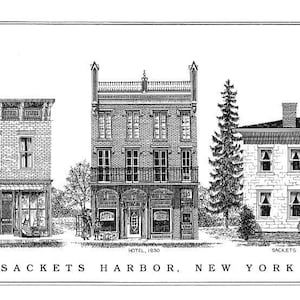 Sackets Harbor N.Y. Print of Main Street by Maribel R Maxon