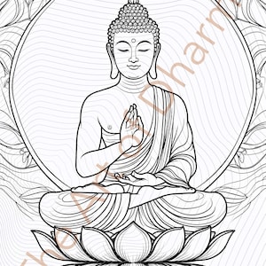 Serene Buddha Coloring Page: Zen Meditation Art (Digital Download, PDF, JPG, PNG Files Included)