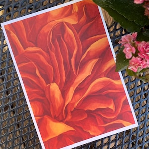 A5 Oil Pastel Flower Art Print &#39;Flame&#39;