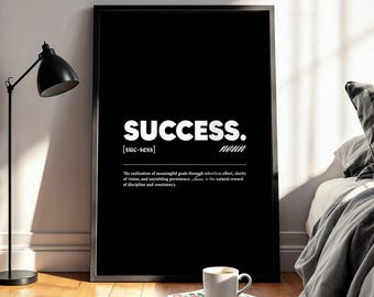 Success Definition Poster | Motivational Mindset Wall Art, Inspirational Quote Print, Gym and Office Decor, Black and White Digital Download