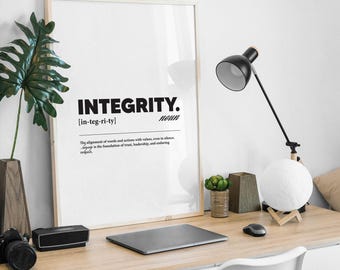 Integrity Printable Wall Art | Definition Quote Poster | Minimal Black and White Motivation Decor | Office, Home | Instant Digital Download