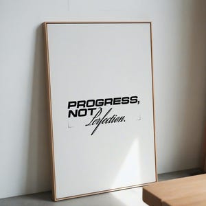Motivational Poster, Progress Not Perfection, Minimalist Wall Art for Growth, Self Improvement, Focus Quote, Progress Over Perfection,