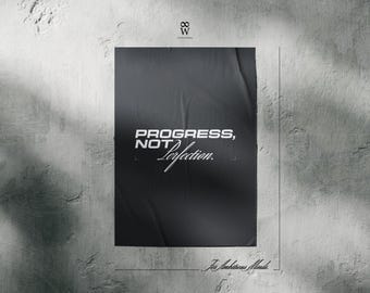 Progress, Not Perfection. | Growth Mindset Quote Print, Minimalist Motivational Poster, Self Discipline Decor, Office Wall Art, Gym Print