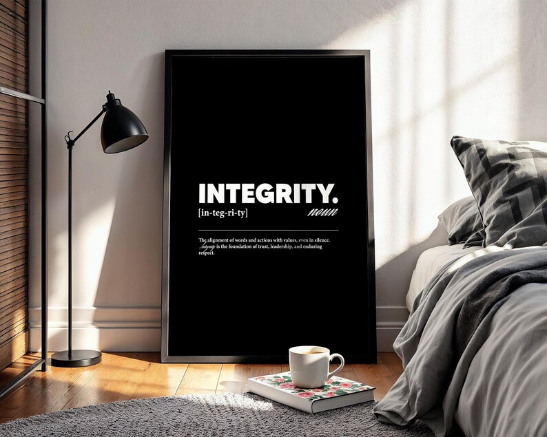 Integrity Motivational Poster | Inspirational Quote Wall Art | Black ...