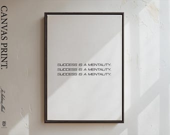 Stampa su tela, Il successo è una mentalità, Arte murale motivazionale per la palestra, Citazione sulla disciplina dell'allenamento, Decorazione per la mentalità del fitness, Arazzo minimalista