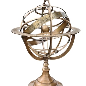 Brass Armillary Sphere Globe Large 18 inch Antique Style Vintage Celestial Globe Astrolabe Decor Steampunk Astronomy Gift