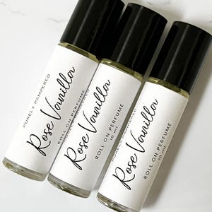 Rose Vanilla Perfume Oil, Roll on Fragrance, Floral Scent, Roller Ball Glass Perfume Bottle, Travel Size, Essential Oil Blend