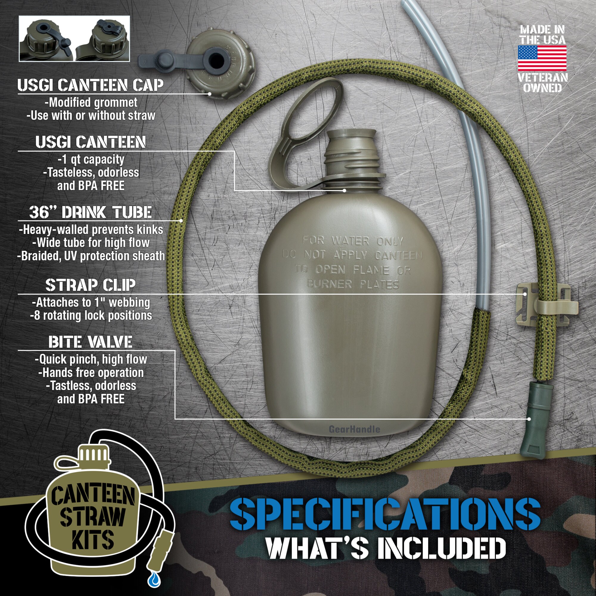 USGI Military 1qt Canteen Drink Tube Straw Kit Etsy