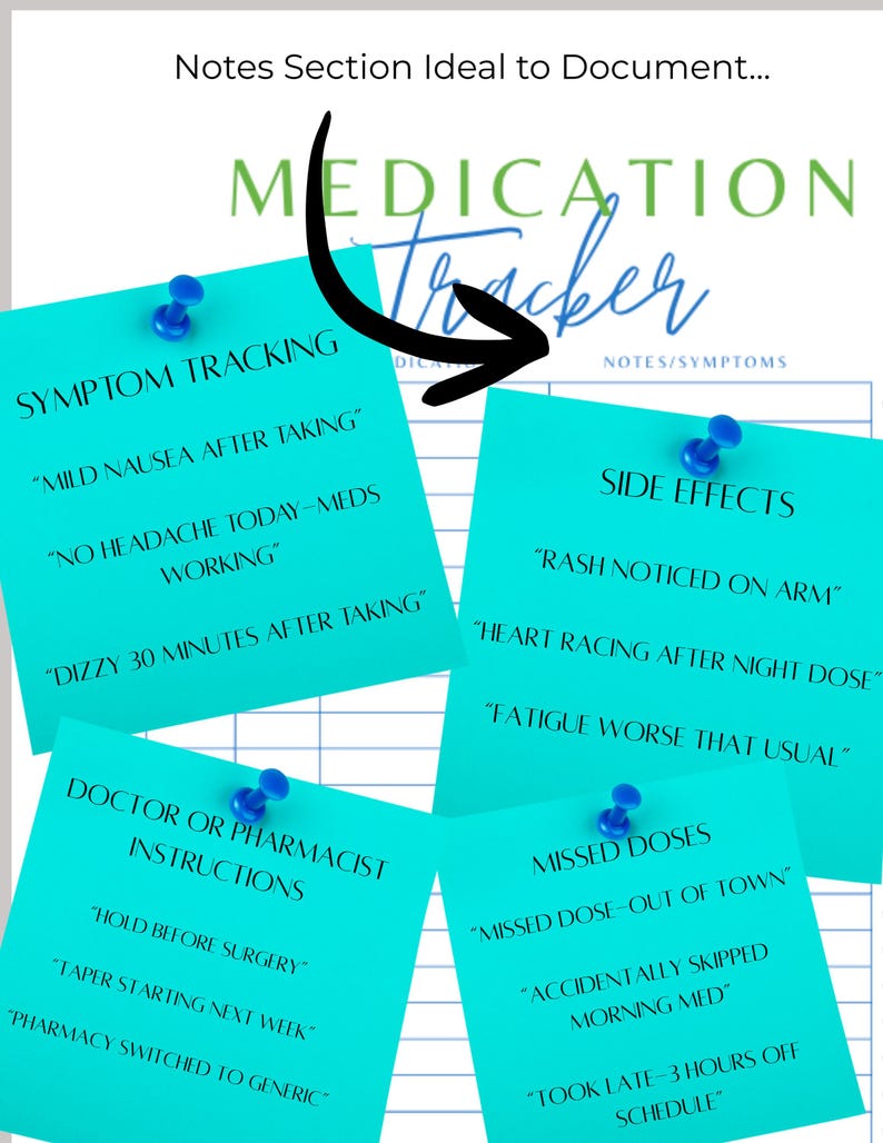 Medication Script Signs Printable Medication Tracker: Daily Health Log for Caregivers PLUS ...
