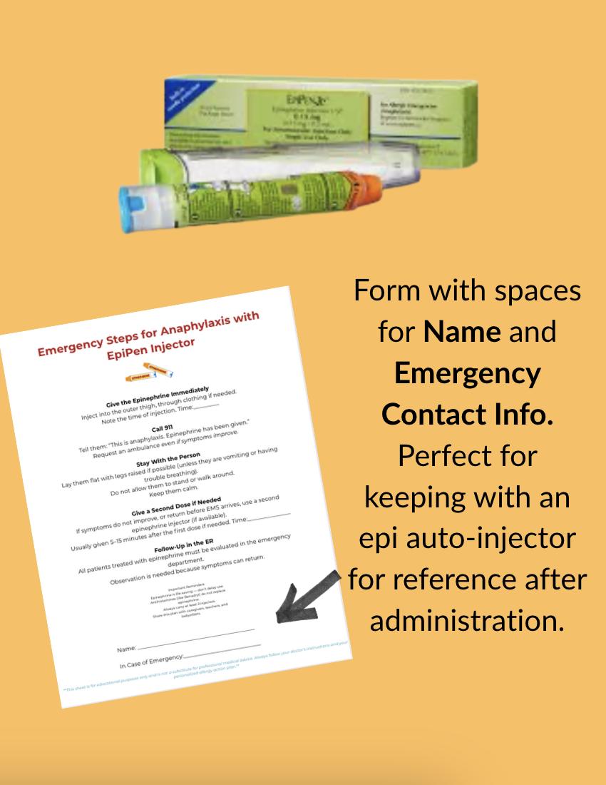 Epi Check And Inject Card.pdf Epi Auto-injector– Printable Emergency Allergy Action Steps for ...