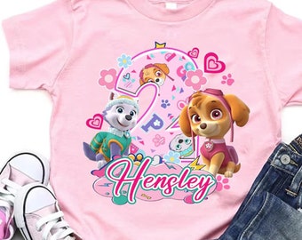 Personalized Kid's Birthday Shirt, Pink Puppies Customizable Birthday Girl, Family Matching Shirt, Birthday Girl Shirt, Gifts For Kid