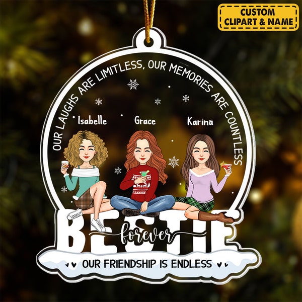 Our Friendship Is Endless Personalized Ceramic Ornament, Our Laughs Are Limitless, Best Friend Ornament Best Friends Xmas Gift, BFF Ornament