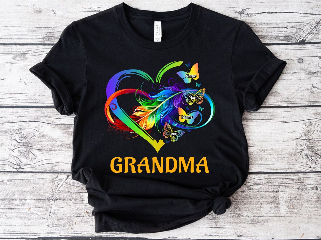 Personalized Grandma Mom Heart Infinity Butterfly Shirt, Blessed to Be ...