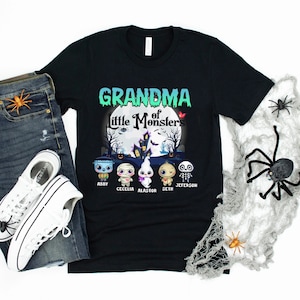 Personalized Grandma Halloween Shirt, Custom Grandma Little Of Monsters Cute Halloween, Gift For Mimi, Nana, Gigi, Halloween Gift, Ghost Tee image 3