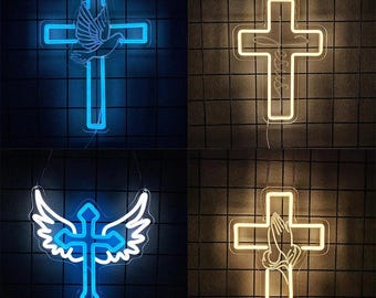 Cross Series Neon Sign For Wall Decor,Led Neon Light For Bedroom, Christian Decor, Religious Room, Easter,Church Decoration