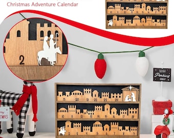 Nativity Advent Calendar Countdown Religious Holiday Sign Holiday Decoration Christ Centered Christmas Wooden Advent Calendar