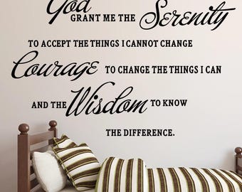 The 1pc English"God Grant Me The Serenity "Art  Text Wall Stickers for Bedroom Children's Room Decor Living Room Decoration Wall Art