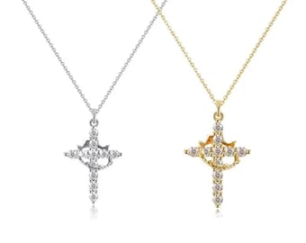 Religious cross Jewelry Neck Chain Christian Necklace Copper Religious Necklace Christian Crown Necklace Pendant For Women Men