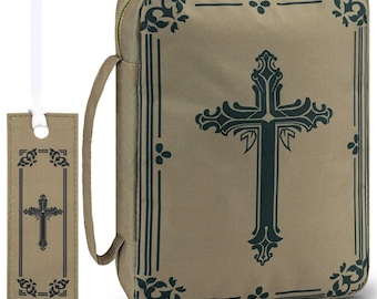 Cross Bible Bags for Women Organizer, Bible Covers Large Size Bible Holder Bag Zippered Bible Case with Handle Zippered Pockets