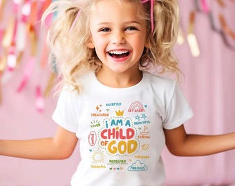 I Am A Child of God Printed Kids Shirt Summer T-shirt Tops for Children Boys Girls Short Sleeve Tshirt Funny Toddler Clothes Tee
