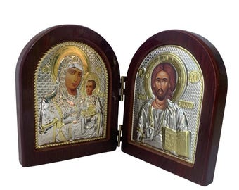 Jesus Wood Icon Double Virgin Mary Statues Religious Christmas Easter Home Decoration Church Gift