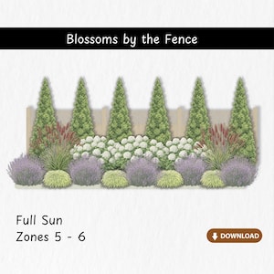 Blossoms by the Fence Garden Design: Pre-Made Planting Plan (PDF Download)