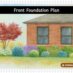 Front Foundation Bed Garden Design | Pre-Made Garden Plans | Landscape Design | Printable Garden Plans
