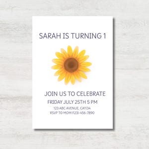 Sunflower Editable Birthday Boy/Birthday Girl Invitation Digital Instant Download Template