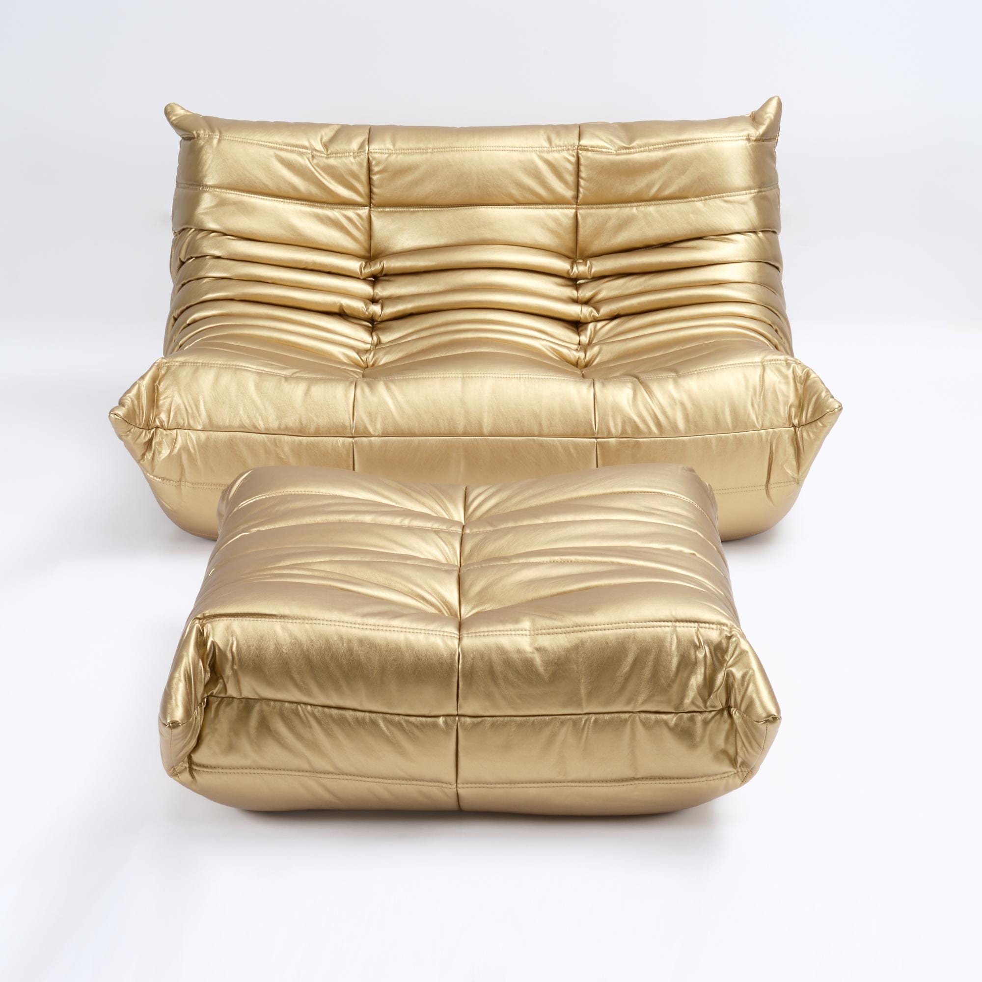 Ligne Roset Togo Fireside Chair & Ottoman Set in Gold - Etsy