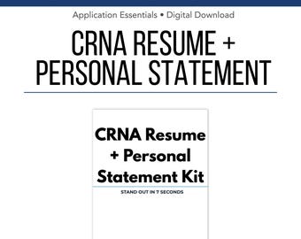 CRNA Lebenslauf + Personal Statement Kit | High-Yield-Lebenslaufvorlagen, ICU-Aufzählungszeichen, Schattenlinien, Admissions Guide