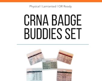 Conjunto de insignias de dosificación de anestesia para CRNA / Referencia médica laminada