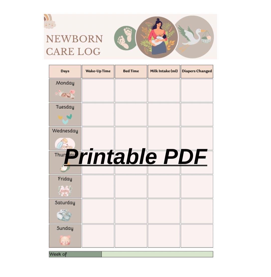Tracking Baby Routine Baby Daily Tracker Printable | Infant Routine Log | Diaper, Milk & Nap ...