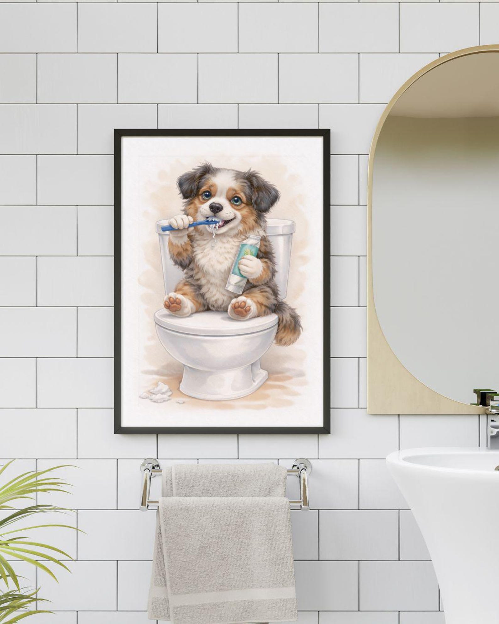Funny Dog Bathroom Print – Toilet Humor Animal Art (digital Download ...