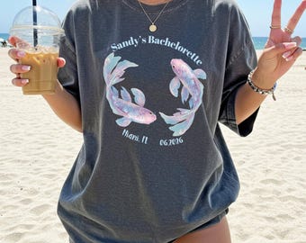 Coastal Bachelorette T-Shirt, Custom Fish Wedding Party Tee,  Bride Beach Shirt