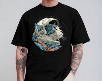 Camiseta retro de gato espacial: camiseta vintage de gatito astronauta