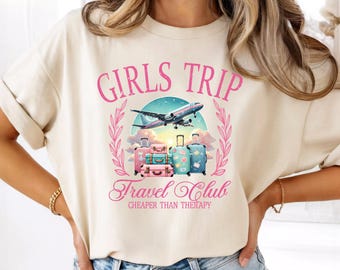 Retro Girls Trip Shirt, Travel Club Tshirt, Cheaper than Therapy Tee for Friends