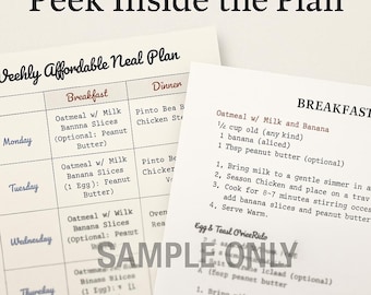 Weekly Meal Plan Under 55 Dollars - Budget Family Meals - Printable Recipes + Grocery List