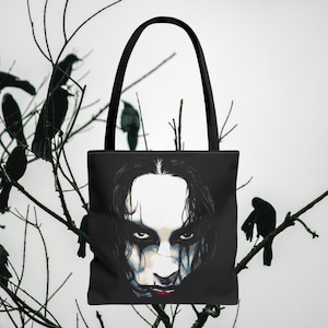 Crow Tote Bag, Gothic Raven Tote, Dark Aesthetic Shoulder Bag, Witchy Tote Purse, Occult Bird Print Bag, Alternative Gift