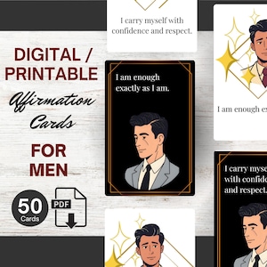 Men&#39;s Affirmation Cards: 50 Motivational Quotes for Self-Esteem (PDF Download