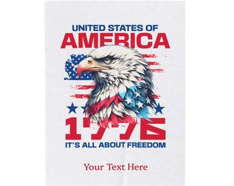Patriotic Eagle Velveteen Blanket – Americana Decor