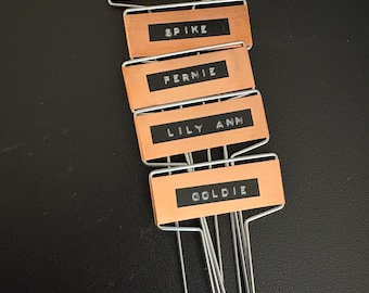 Custom Metal Plant Name Tags, Set of 5, Garden Markers