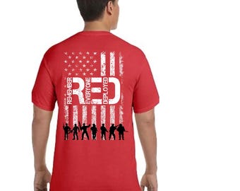 R.E.D. Shirt – Erinnerung, alle eingesetzt | Unterstützen Sie unsere Truppen T-Shirt | Bunt gewebtes Vintage T-Shirt