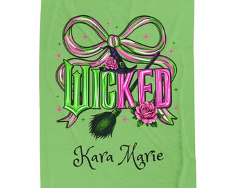 Glenda & Elphaba Velveteen Coquette Blanket Velveteen Plush Blanket | Green Wicked Throw